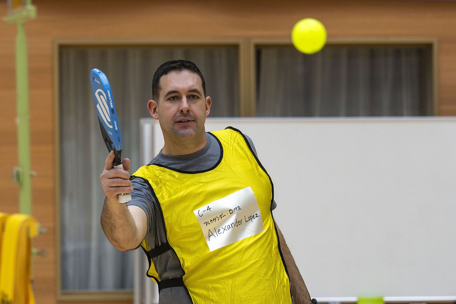 A player lines up a forehand as the ball approaches
